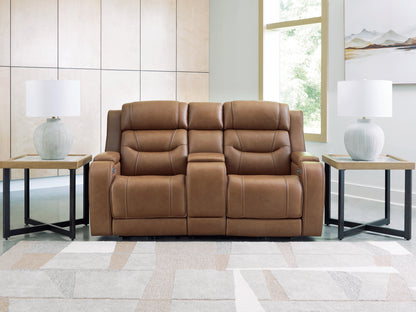 Stuart Furniture Outlet - Ashley Furniture - Knightington Living Room - PWR REC Love w/Audio Seating / Caramel - PCU1160018A