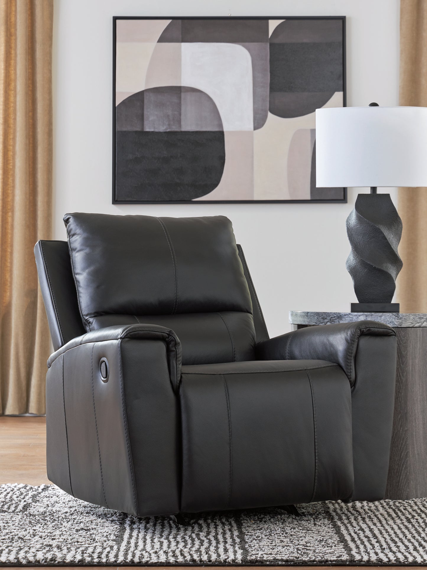 Stuart Furniture Outlet - Ashley Furniture - Glossmore Living Room - DBL Rec Loveseat w/Console / Black - PCU1170094