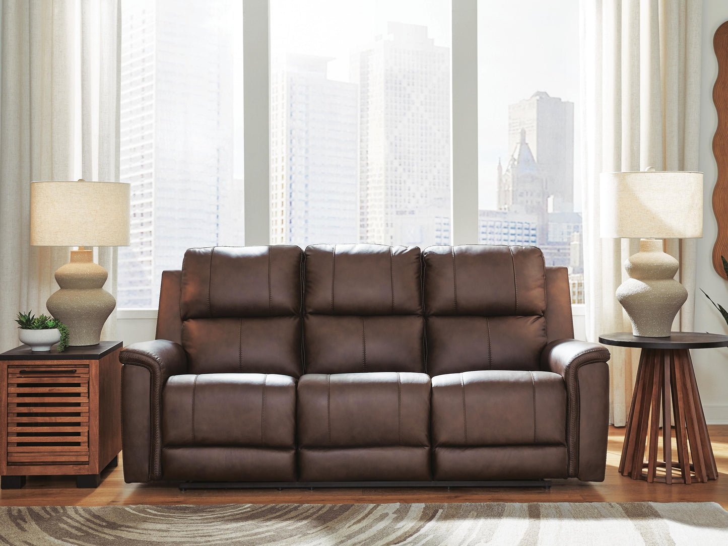 Stuart Furniture Outlet - Ashley Furniture - Bleckley Living Room - PWR REC Sofa with ADJ Headrest / Espresso - PCU1200115