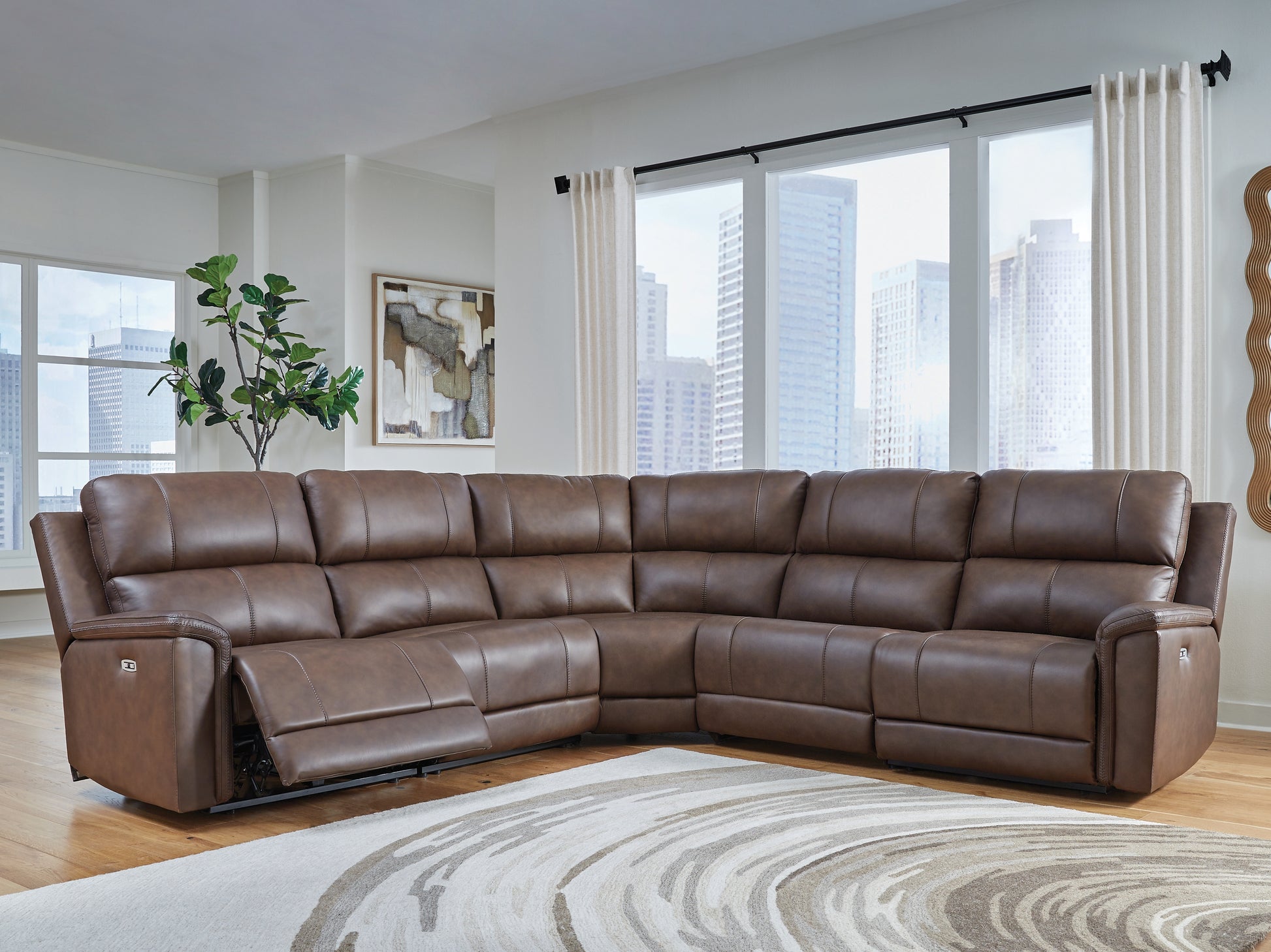 Stuart Furniture Outlet - Ashley Furniture - Bleckley Sectional - 5-Piece Power Reclining Sectional / Espresso - PCU12001S4