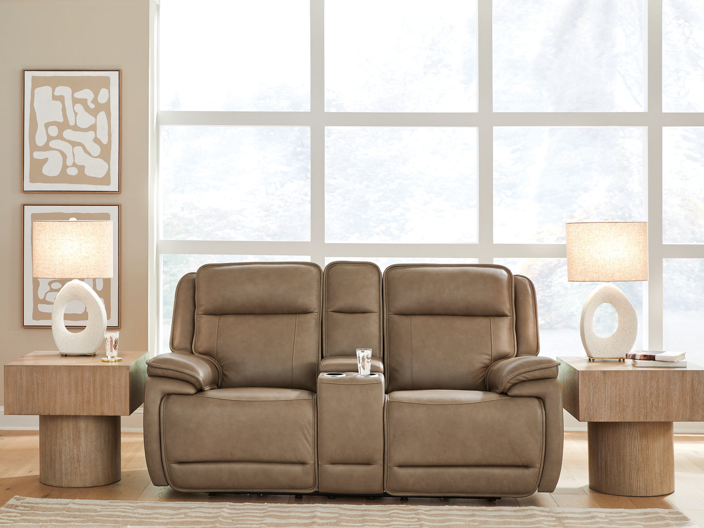 Stuart Furniture Outlet - Ashley Furniture - Glencroft Living Room - PWR REC Loveseat/CON/ADJ HDRST / Sahara - PCU1240018