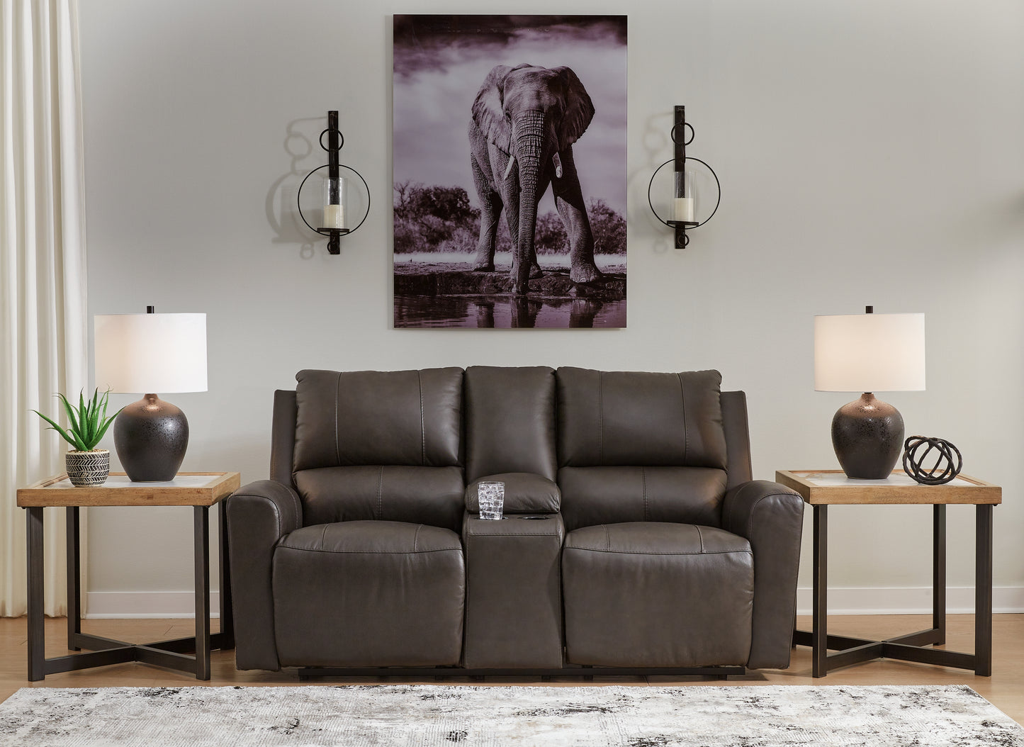 Stuart Furniture Outlet - Ashley Furniture - Boxmere Living Room - DBL REC PWR Loveseat w/Console / Storm - U1310096