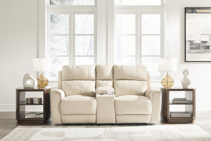 Stuart Furniture Outlet - Ashley Furniture - Dahlmoore Living Room - DBL REC PWR Loveseat w/Console / Almond - U1320096