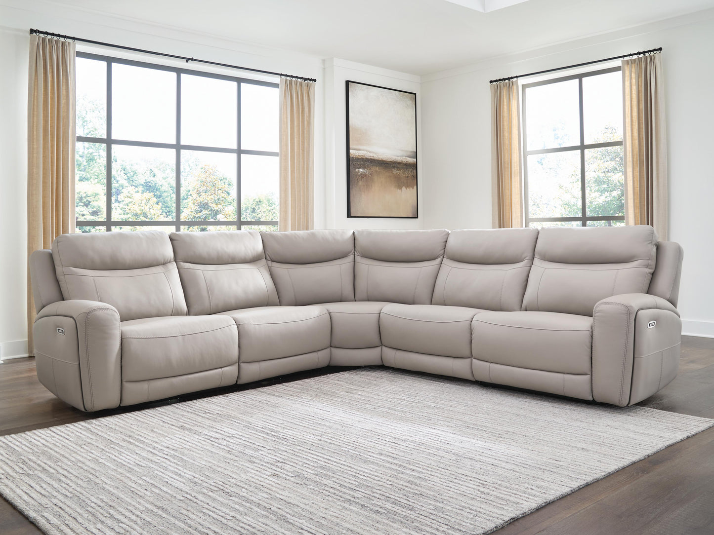 Stuart Furniture Outlet - Ashley Furniture - Gravier Sectional - 5-Piece Power Reclining Sectional / Gray - U13300S4