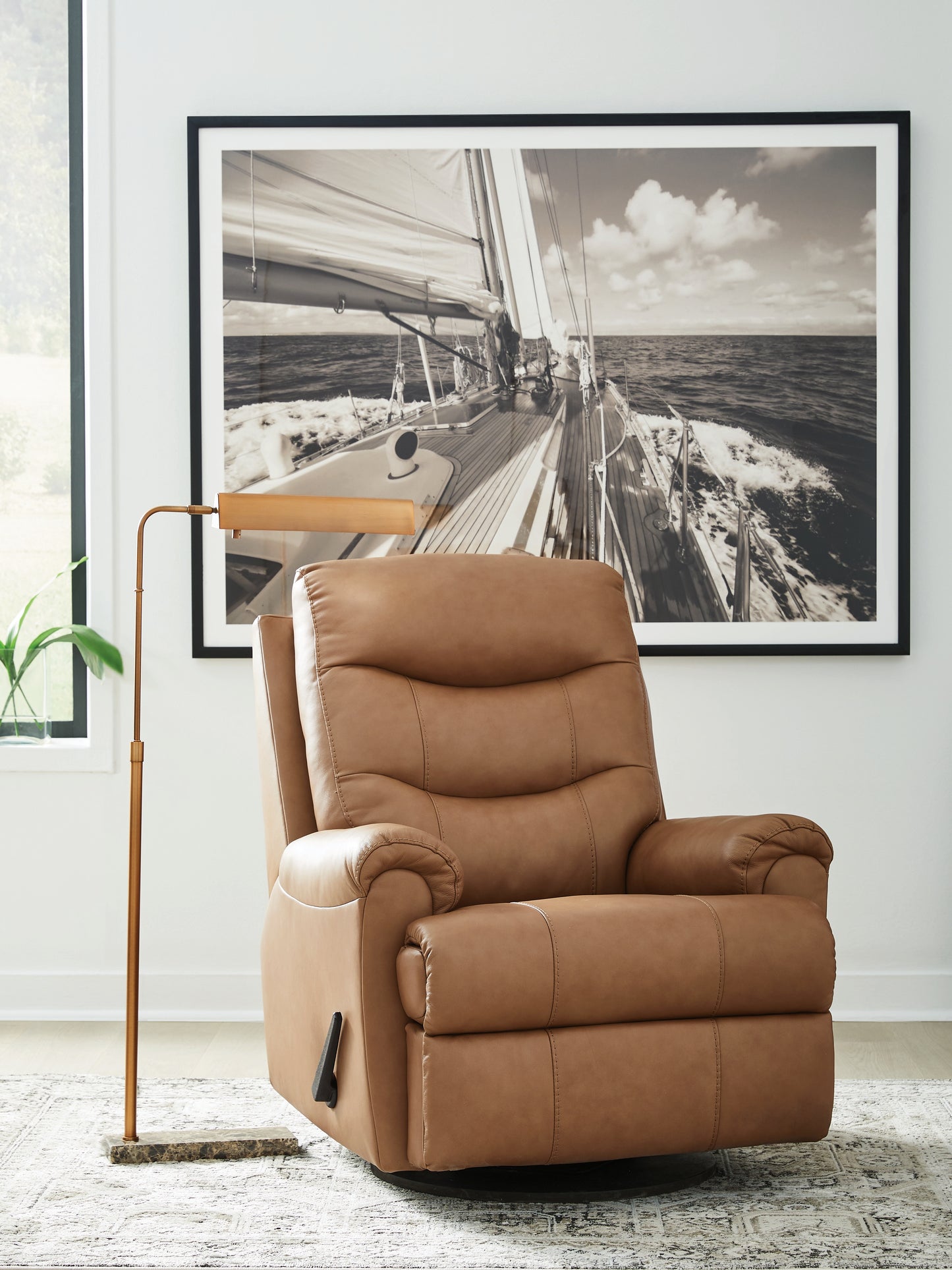 Stuart Furniture Outlet - Ashley Furniture - Flynwood Living Room - Swivel Glider Recliner / Butternut - PCU1340161