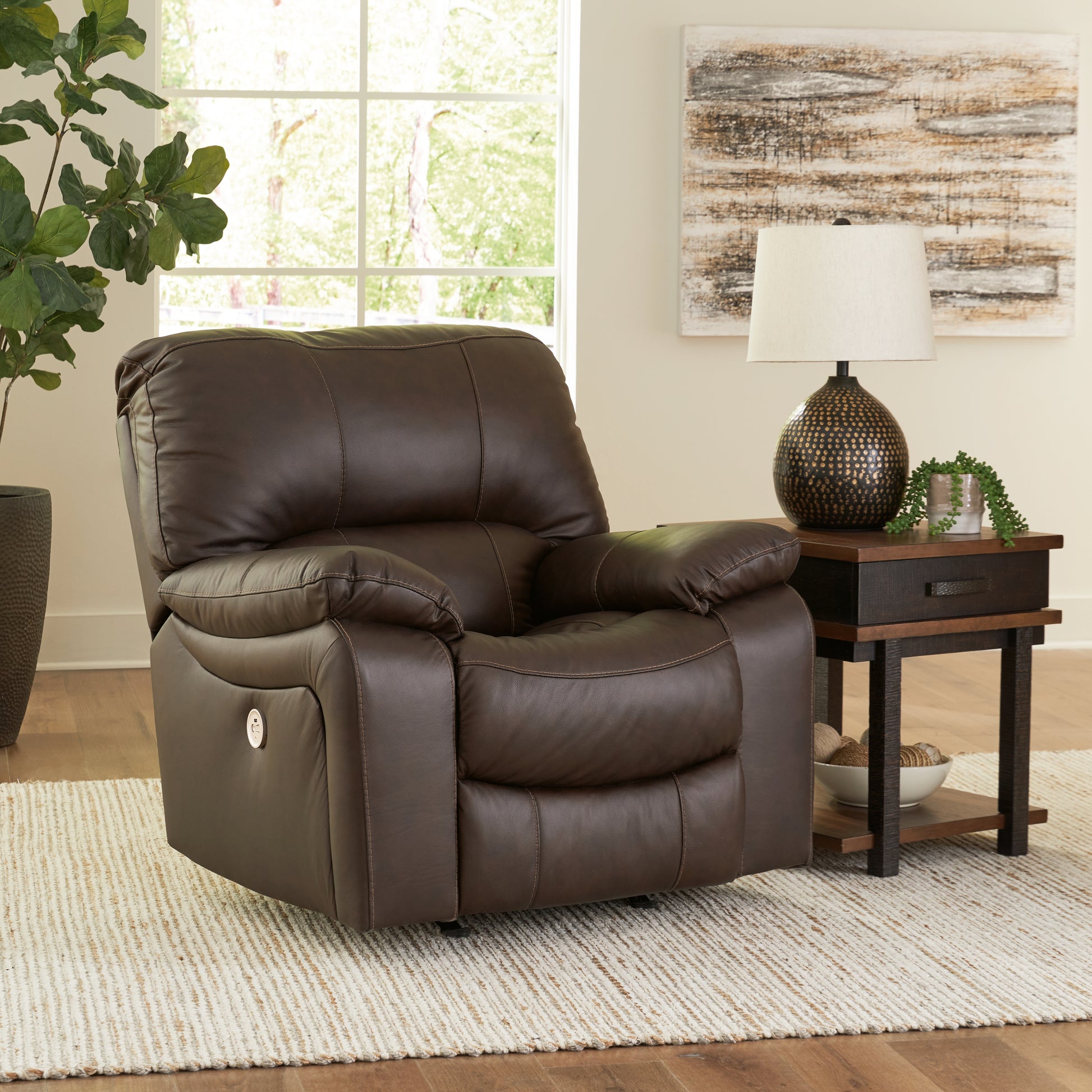 Stuart Furniture Outlet - Ashley Furniture - Leesworth Living Room - Power Rocker Recliner / Ocean - U4380998