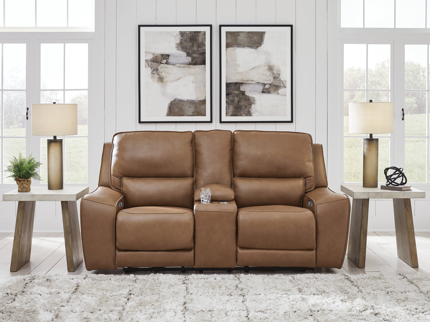 Stuart Furniture Outlet - Ashley Furniture - DeepWakes Living Room - PWR REC Loveseat/CON/ADJ HDRST / Caramel - PCU6260618
