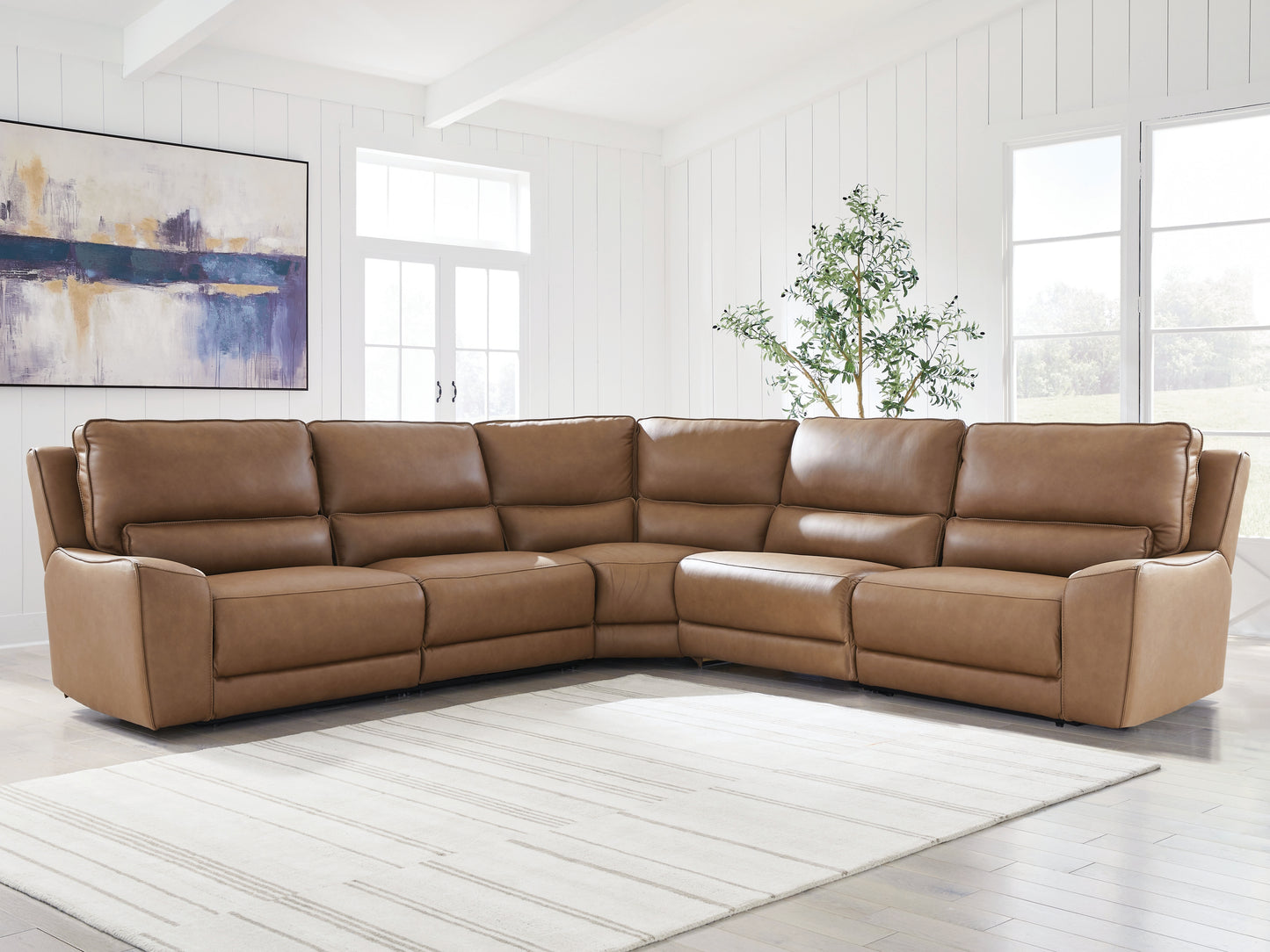 Stuart Furniture Outlet - Ashley Furniture - DeepWakes Sectional - 5-Piece Power Reclining Sectional / Caramel - PCU62606S8