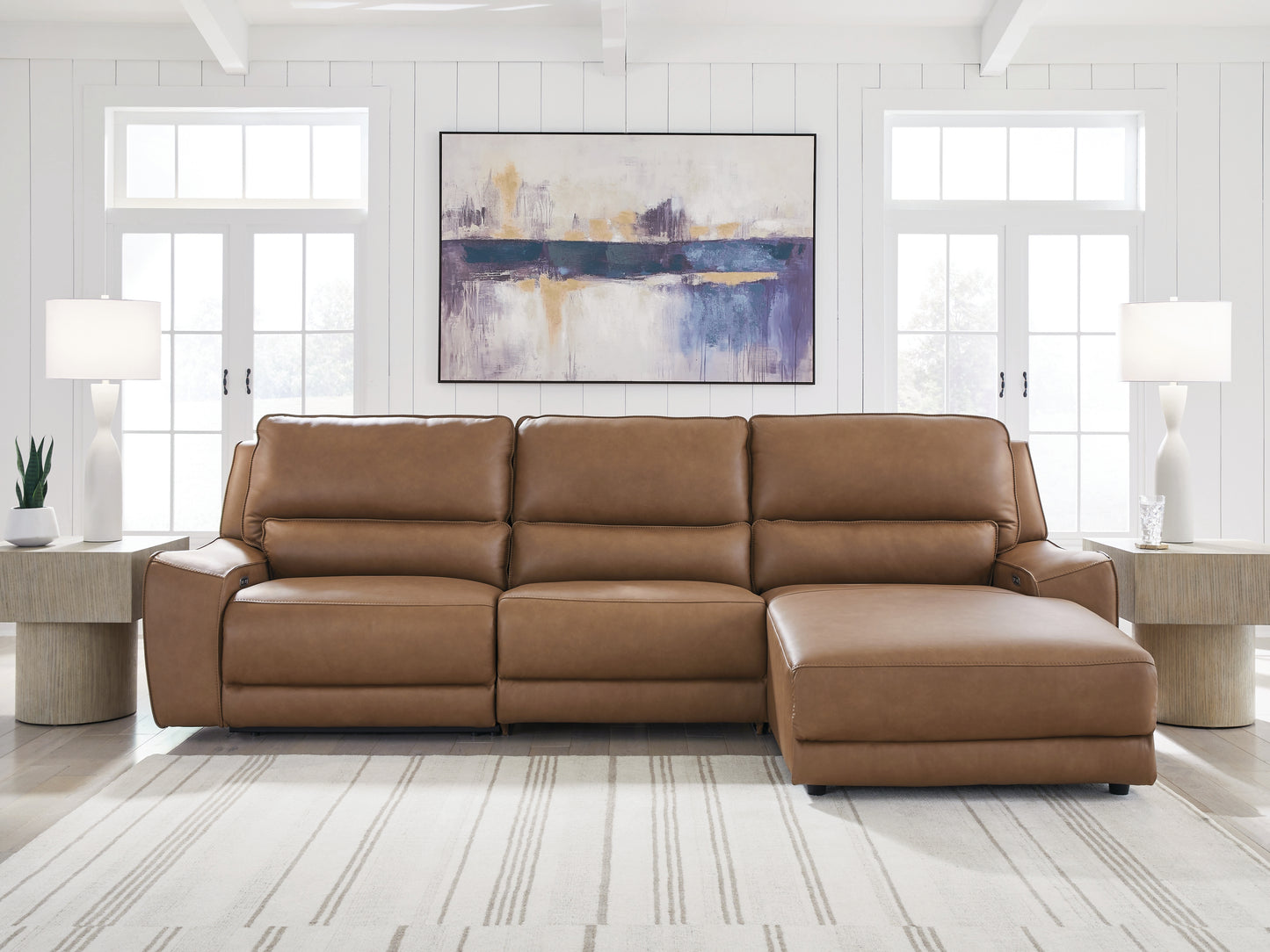 Stuart Furniture Outlet - Ashley Furniture - DeepWakes Sectional - 3-Piece Reclining Sofa Chaise / Caramel - PCU62606S22