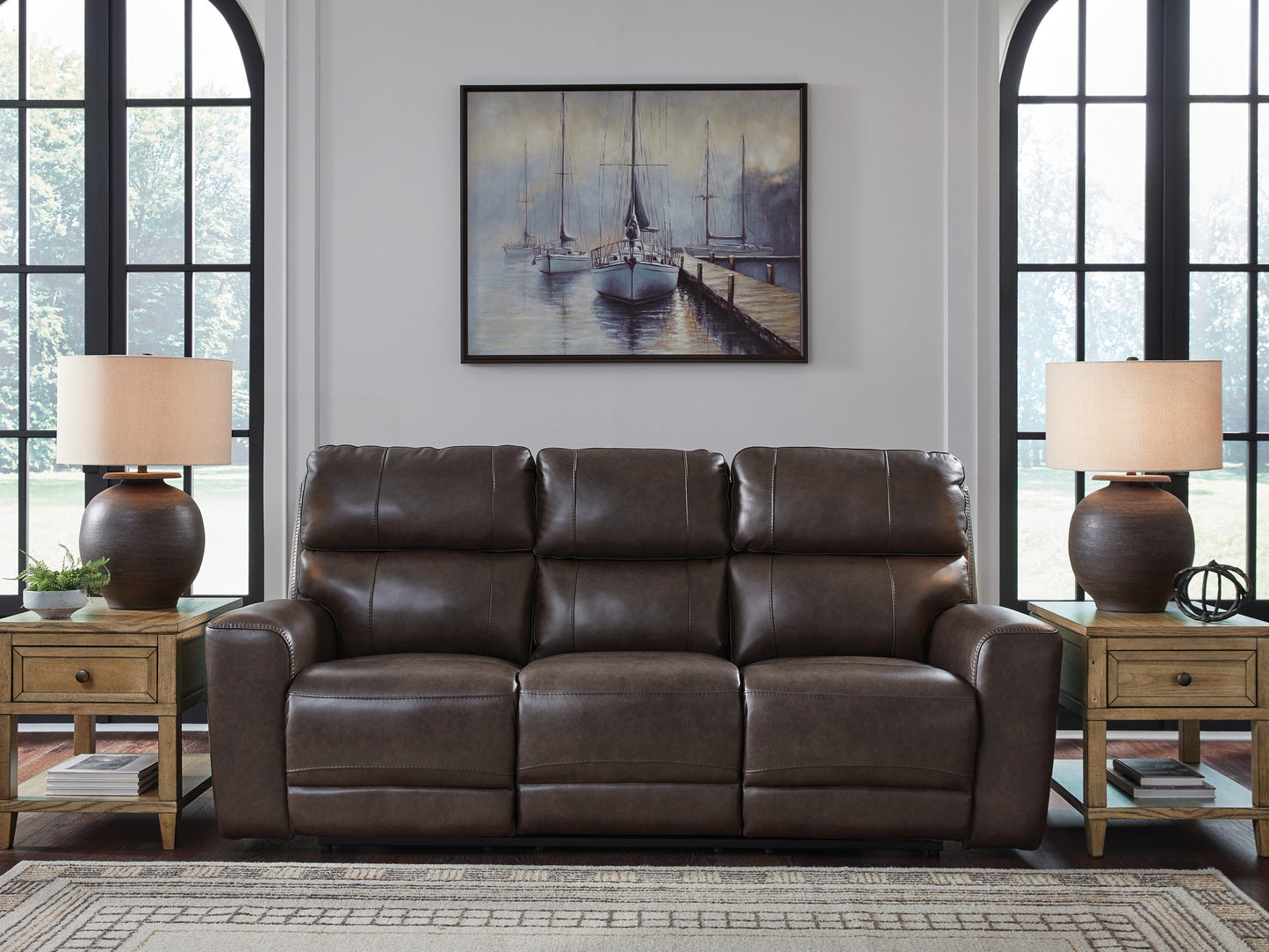 Stuart Furniture Outlet - Ashley Furniture - Crossplex Living Room - PWR REC Sofa with ADJ Headrest / Smoke - PCU6450615