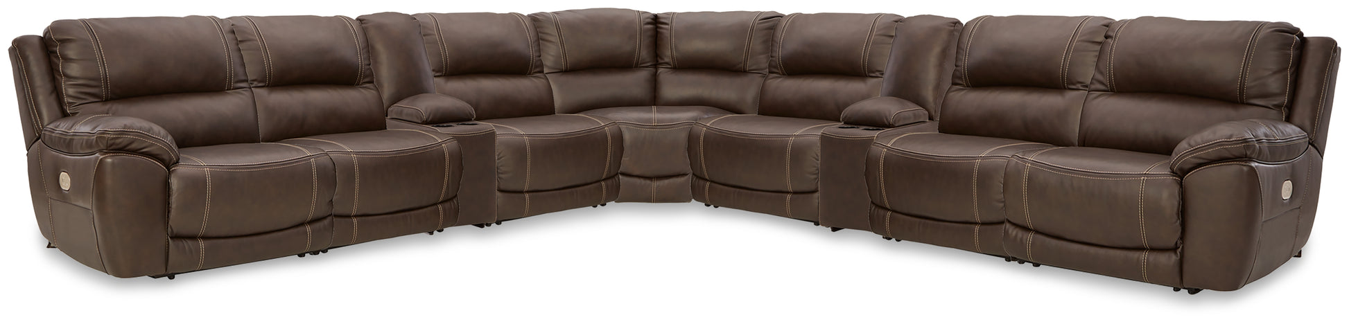 Stuart Furniture Outlet - Ashley Furniture - Dunleith 9-Piece Power Reclining Sectional - 9-piece Power Reclining Sectional / Chocolate - U71604S10
