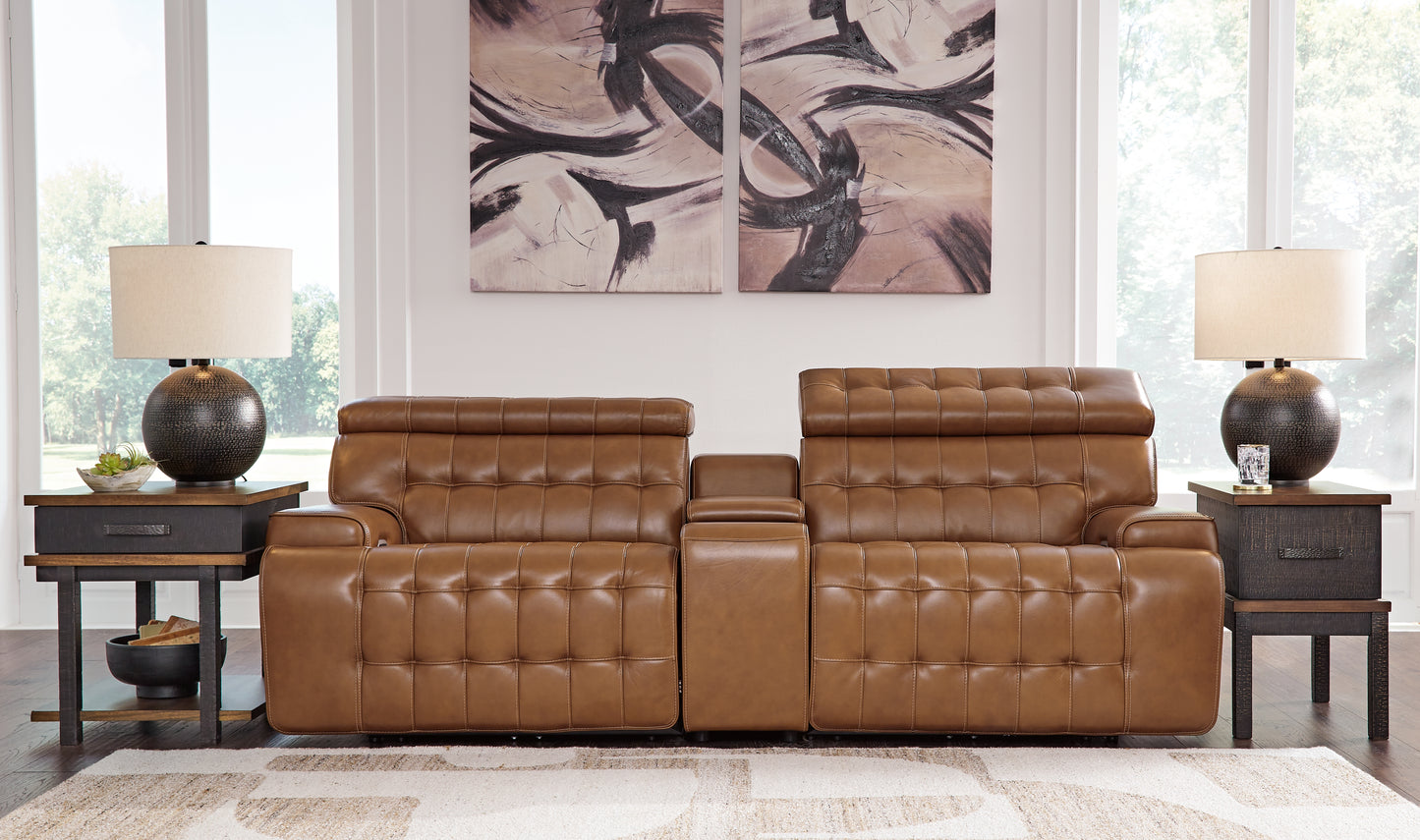 Stuart Furniture Outlet - Ashley Furniture - Temmpton Sectional - 3-Piece Power Reclining Sectional Loveseat with Console / Chocolate - U92708S2