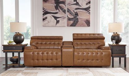 Stuart Furniture Outlet - Ashley Furniture - Temmpton Sectional - 3-Piece Power Reclining Sectional Loveseat with Console / Chocolate - U92708S2