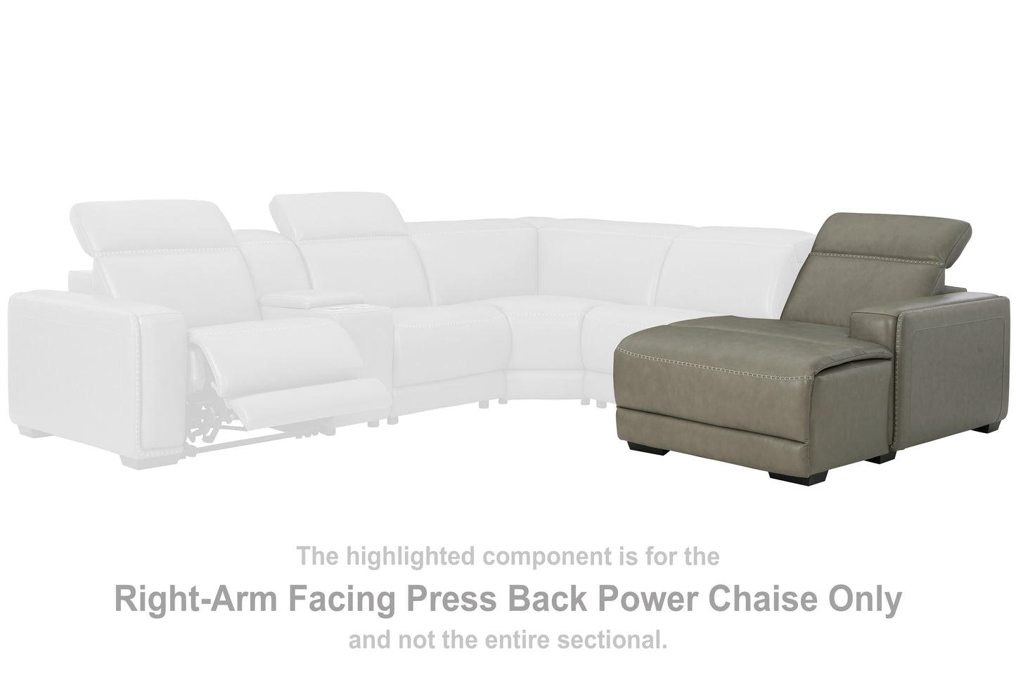 Stuart Furniture Outlet - Ashley Furniture - Correze Sectional - RAF PWR Reclining Back Chaise / Gray - U9420297