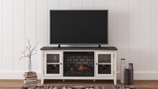 Stuart Furniture Outlet - Ashley Furniture - Dorrinson 60" TV Stand with Electric Fireplace - 60" TV Stand with Electric Fireplace / Two-tone - W287W3