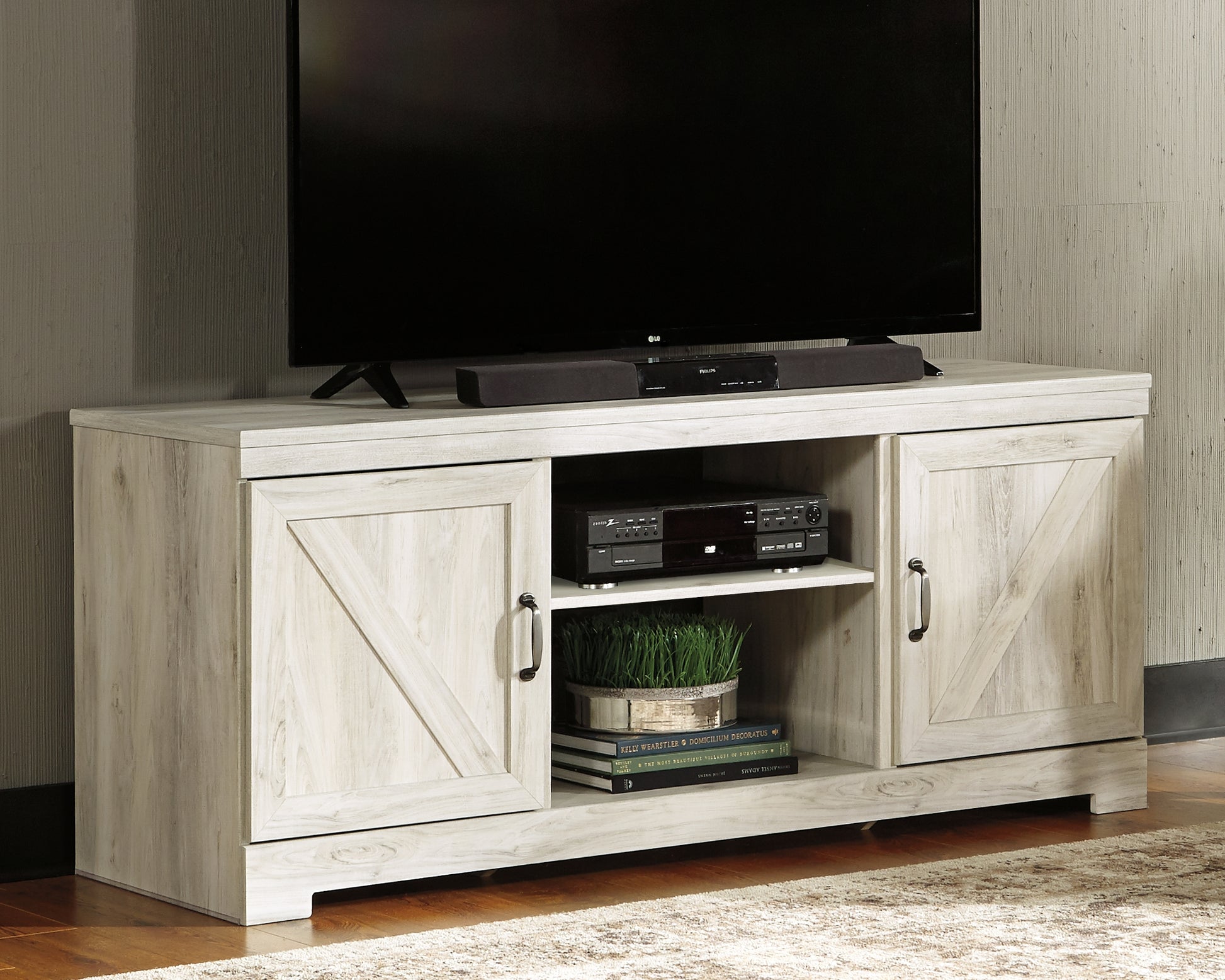 Stuart Furniture Outlet - Ashley Furniture - Bellaby TV Stand - 63" / Whitewash - W331-68