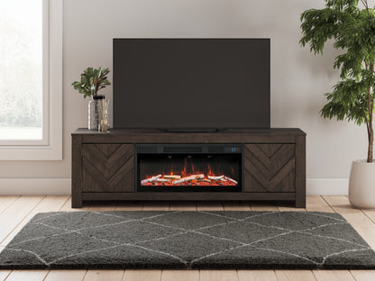 Stuart Furniture Outlet - Ashley Furniture - Cayboni 71" TV Stand with Electric Fireplace - 71" TV Stand with Electric Fireplace / Black - W3789W1