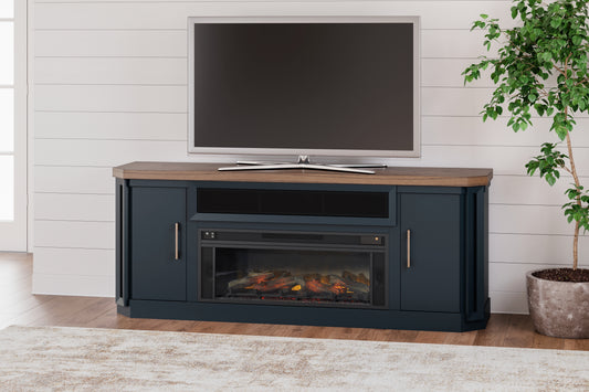 Stuart Furniture Outlet - Ashley Furniture - Landocken 83" TV Stand - 83" / Brown/Blue - W402-68