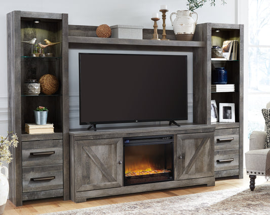 Stuart Furniture Outlet - Ashley Furniture - Wynnlow 4-Piece Entertainment Center with Electric Fireplace - 4-Piece Entertainment Center with Electric Fireplace / Gray - W440W5