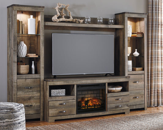 Stuart Furniture Outlet - Ashley Furniture - Trinell 4-Piece Entertainment Center with Electric Fireplace - 4-Piece Entertainment Center with Electric Fireplace / Brown - W446W8
