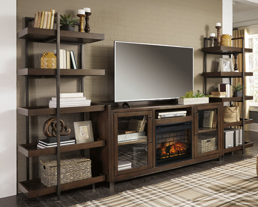 Stuart Furniture Outlet - Ashley Furniture - Starmore 3-Piece Wall Unit with Electric Fireplace - 3-Piece Wall Unit with Electric Fireplace / Brown/Gunmetal - W633W6
