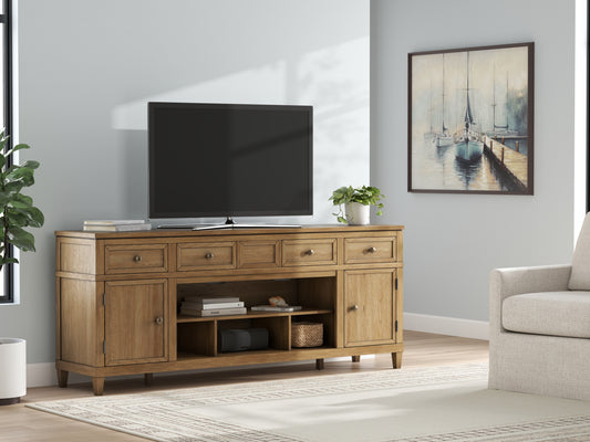 Stuart Furniture Outlet - Ashley Furniture - Sharlance 81" TV Stand - 81" / Light Brown - W655-68