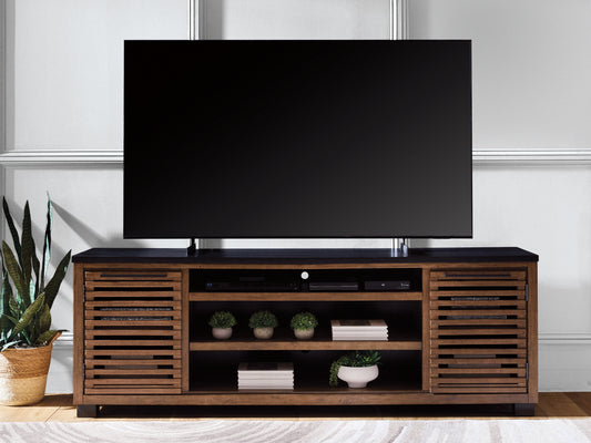 Stuart Furniture Outlet - Ashley Furniture - Kallari 84" TV Stand - 84" / Warm Brown/Black - W737-78