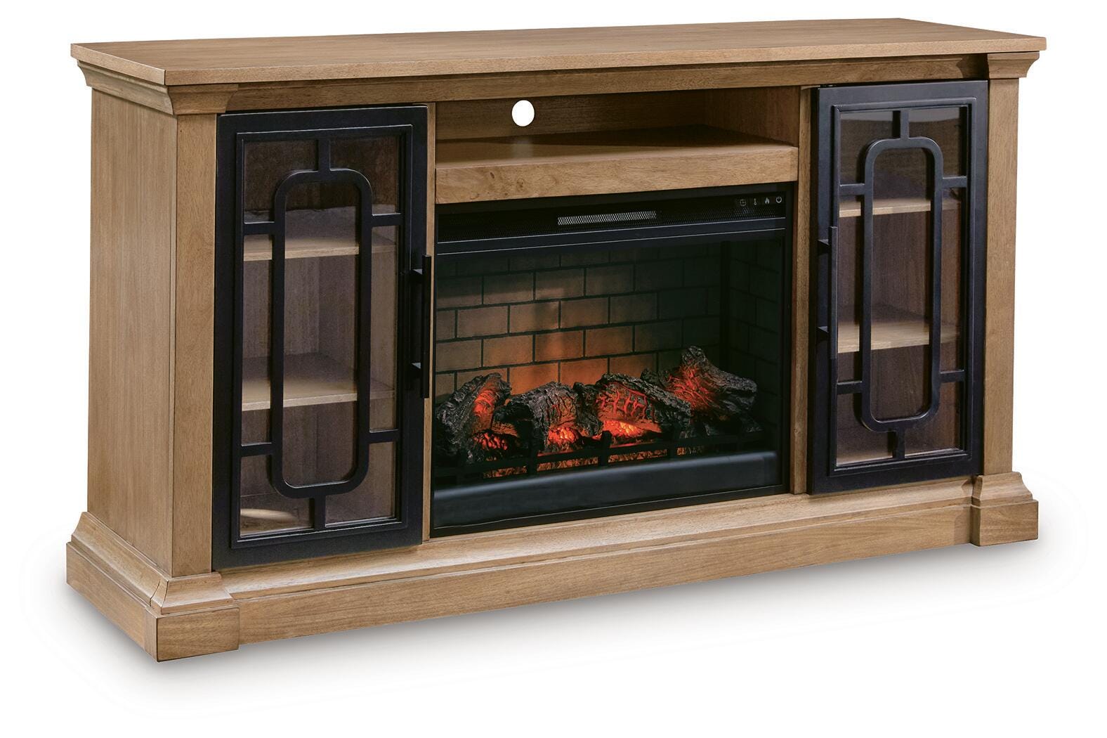 Stuart Furniture Outlet - Ashley Furniture - Wittenmyer 72" TV Stand with Electric Fireplace - 72" TV Stand with Electric Fireplace / Natural/Black - W794W1
