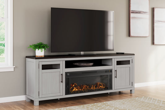 Stuart Furniture Outlet - Ashley Furniture - Darborn 88" TV Stand with Electric Fireplace - 88" TV Stand with Electric Fireplace / Gray/Brown - W796W1