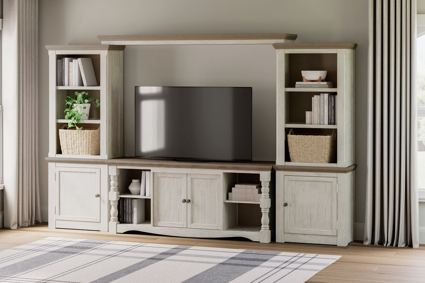 Stuart Furniture Outlet - Ashley Furniture - Havalance Entertainment Center - 4-Piece Entertainment Center / Two-tone - W814W1