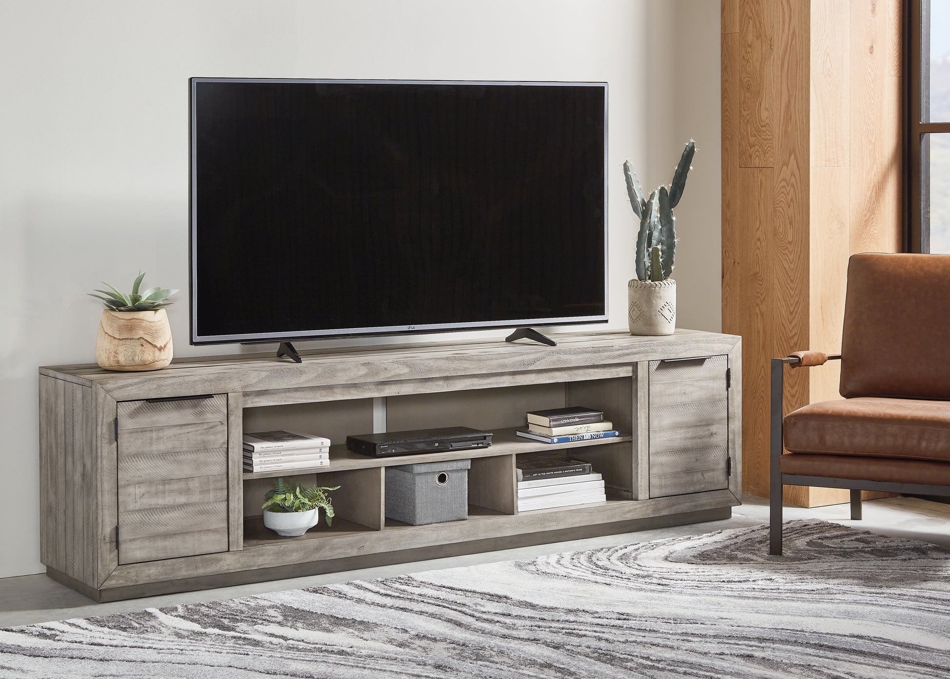 Stuart Furniture Outlet - Ashley Furniture - Naydell 92" TV Stand - 92" / Gray - W996-78